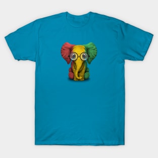 Baby Elephant with Glasses and Guinea Flag T-Shirt